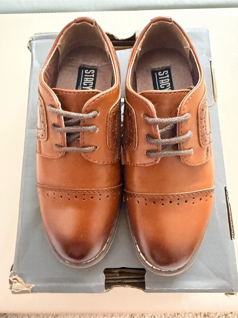 Stacy Adams Toddler Boy Brown Leather Wingtip Oxfords | Size 6